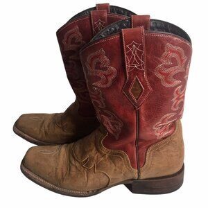 J. B. Dillon Reserve Mens Sz 10D Brown & Red Western Cowboy Boots JBR2003D Rodeo